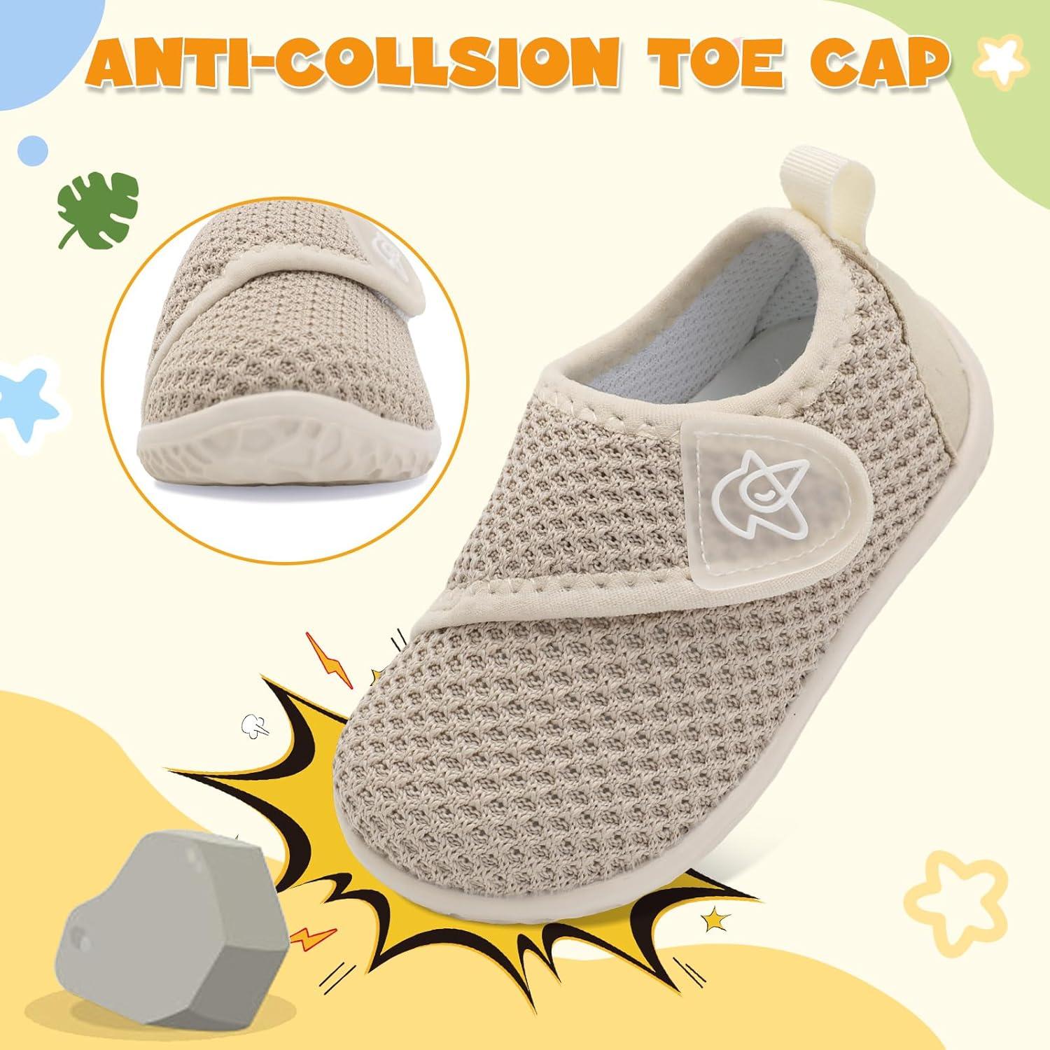 imageLeIsfIt Baby Shoes Boys Girls First Walking Shoes NonSlip Infant Sneakers Lightweight Slipon Crib Sneakers for First WalkersBeige