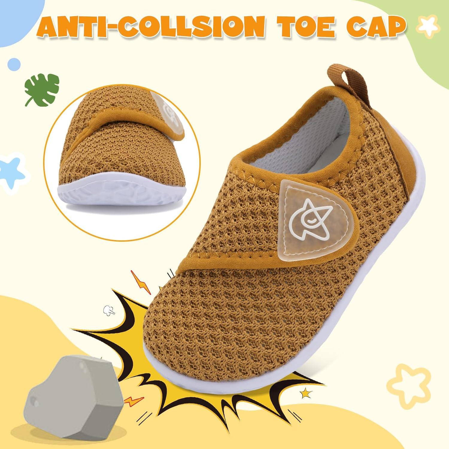 imageLeIsfIt Baby Shoes Boys Girls First Walking Shoes NonSlip Infant Sneakers Lightweight Slipon Crib Sneakers for First WalkersBrown