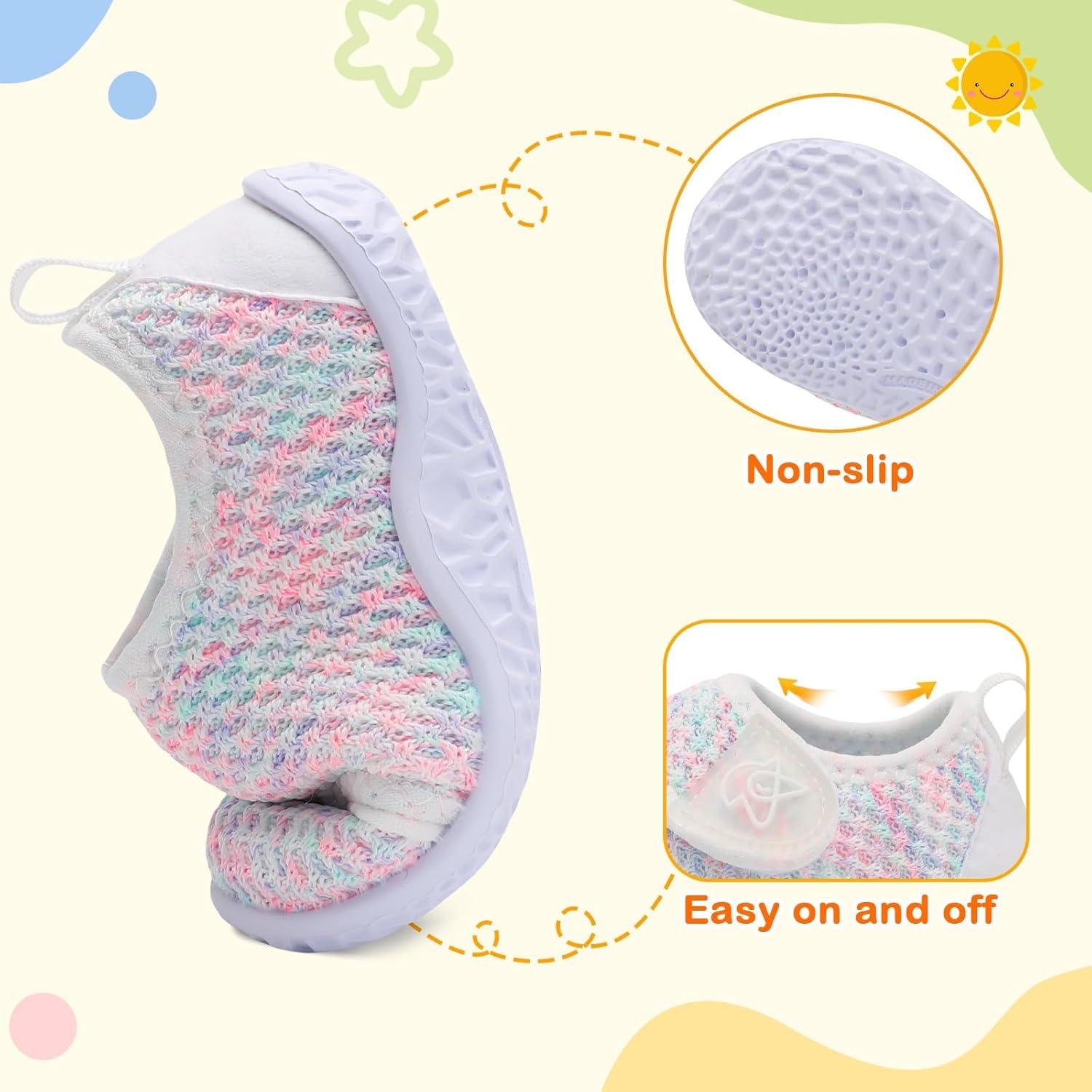 imageLeIsfIt Baby Shoes Boys Girls First Walking Shoes NonSlip Infant Sneakers Lightweight Slipon Crib Sneakers for First WalkersColorful