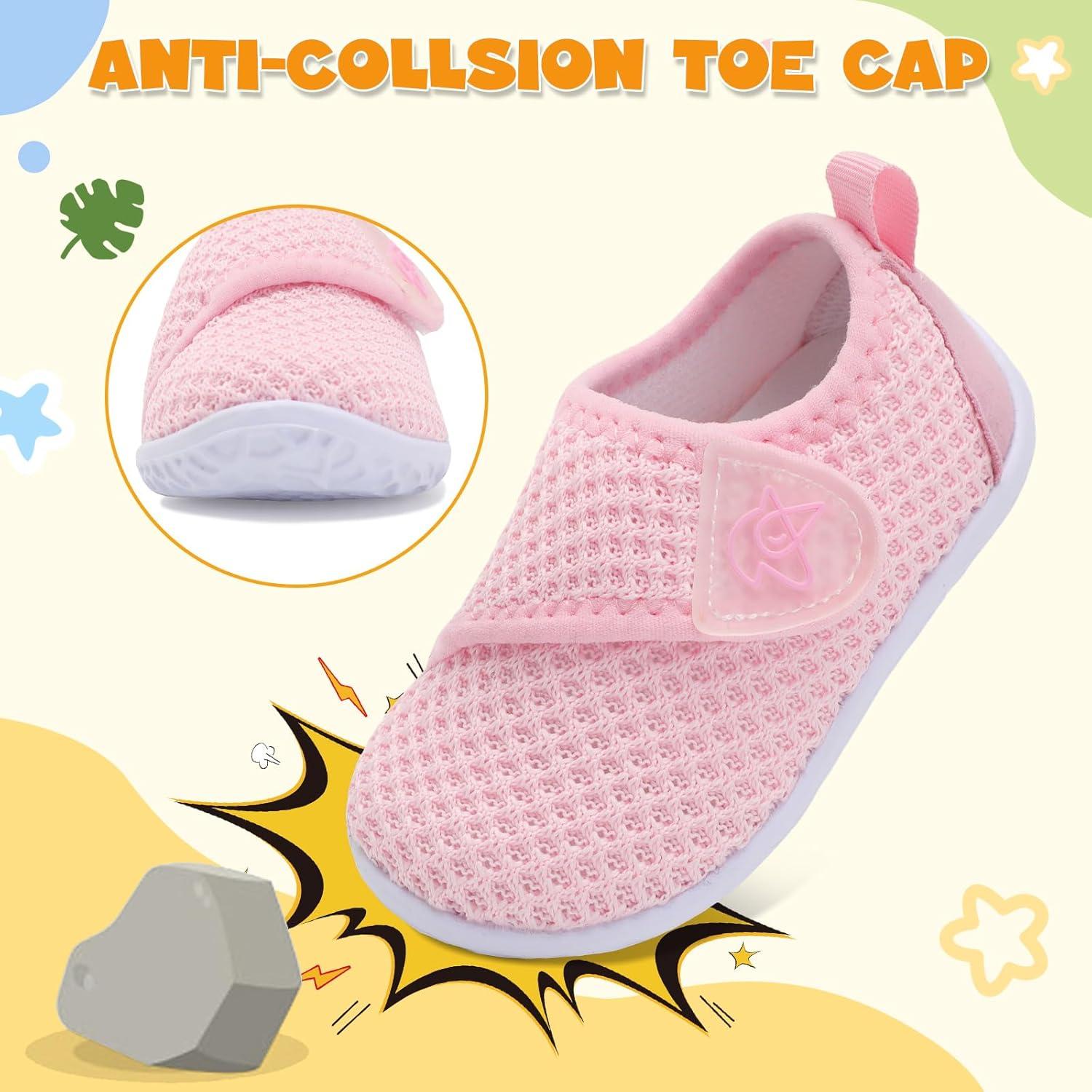imageLeIsfIt Baby Shoes Boys Girls First Walking Shoes NonSlip Infant Sneakers Lightweight Slipon Crib Sneakers for First WalkersPink