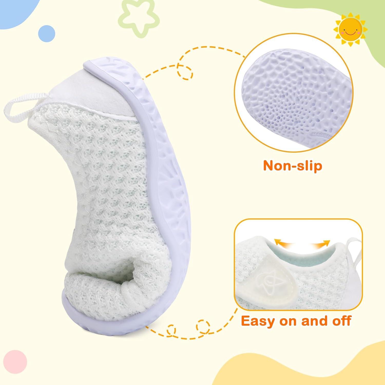 imageLeIsfIt Baby Shoes Boys Girls First Walking Shoes NonSlip Infant Sneakers Lightweight Slipon Crib Sneakers for First WalkersWhite