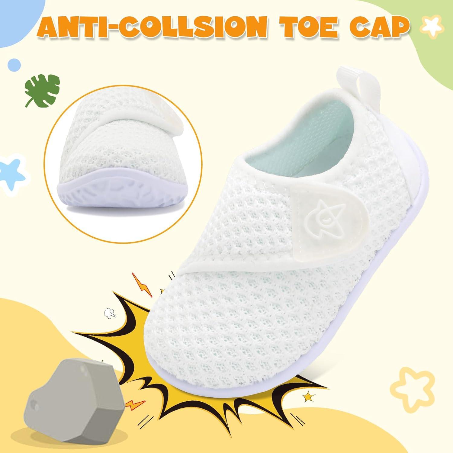 imageLeIsfIt Baby Shoes Boys Girls First Walking Shoes NonSlip Infant Sneakers Lightweight Slipon Crib Sneakers for First WalkersWhite