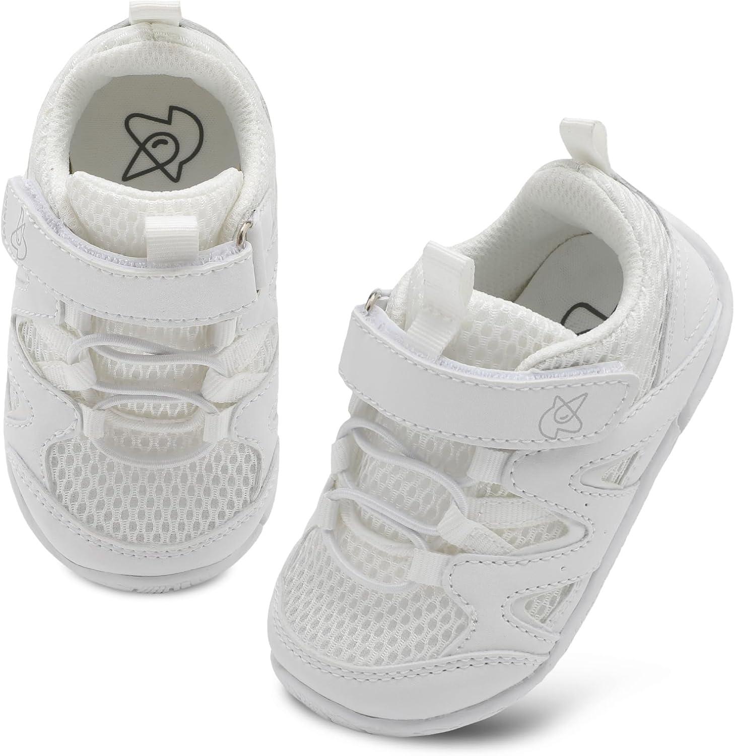 imageLeIsfIt Baby Shoes Boys Girls First Walking Shoes NonSlip Toddler Breathable Sneakers Infant SneakersBwhite