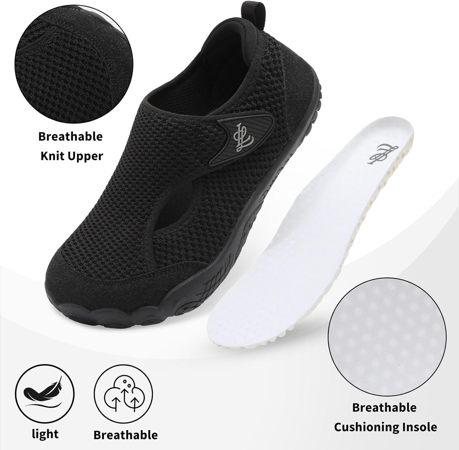 imageLeIsfIt Barefoot Shoes Women ampamp Men Wide Toe Box Minimalist Sneakers NonSlip Lightweight SlipOn Walking Shoes for Indoor Outdoor ampamp Daily UseBlack