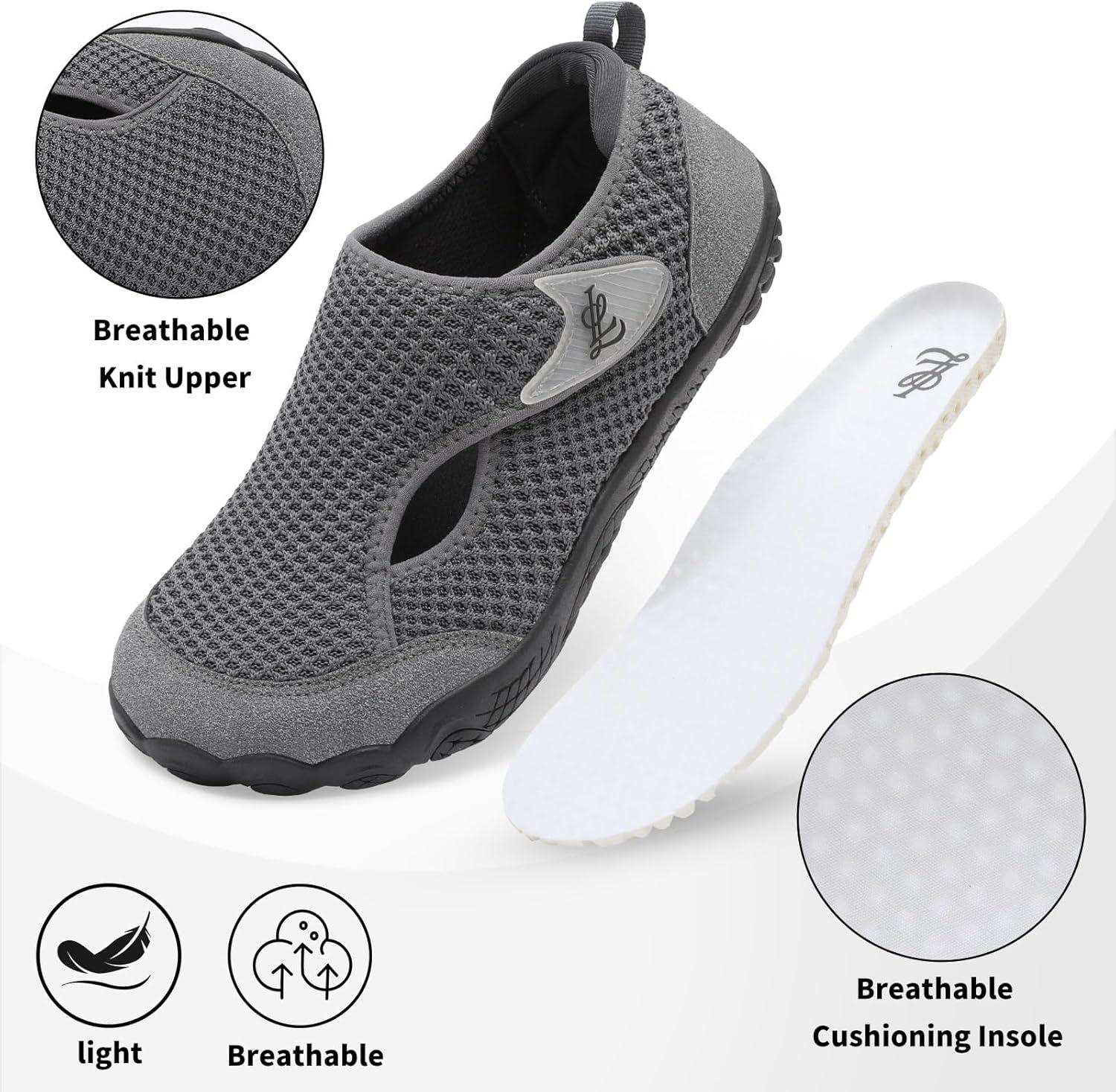 imageLeIsfIt Barefoot Shoes Women ampamp Men Wide Toe Box Minimalist Sneakers NonSlip Lightweight SlipOn Walking Shoes for Indoor Outdoor ampamp Daily UseDark Grey