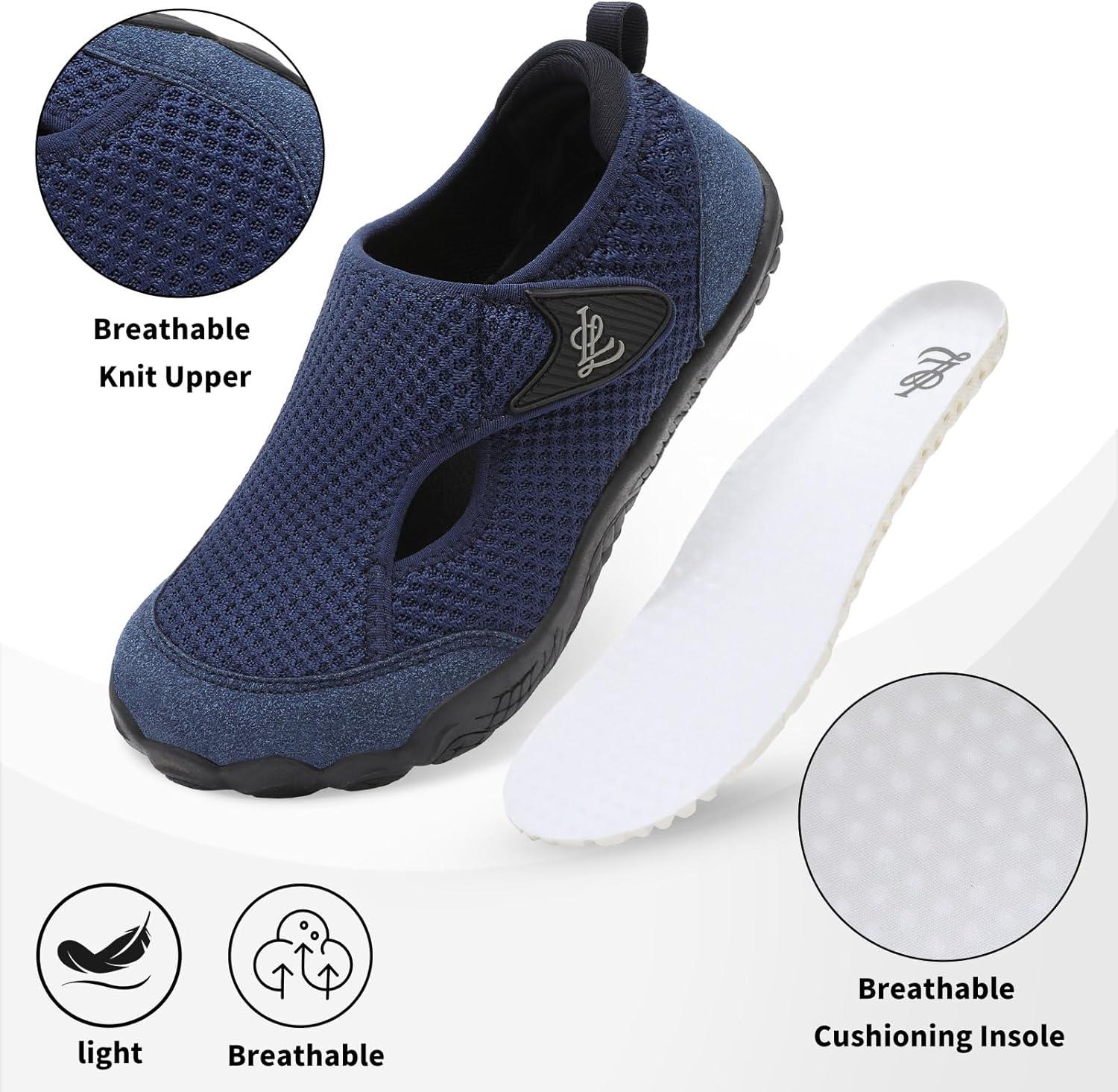 imageLeIsfIt Barefoot Shoes Women ampamp Men Wide Toe Box Minimalist Sneakers NonSlip Lightweight SlipOn Walking Shoes for Indoor Outdoor ampamp Daily UseNavy