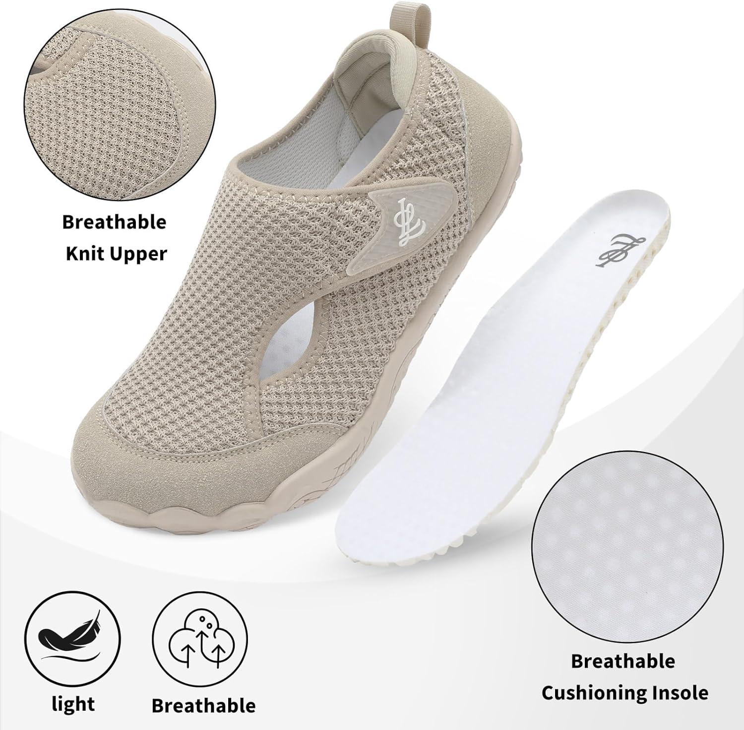 imageLeIsfIt Barefoot Shoes Women ampamp Men Wide Toe Box Minimalist Sneakers NonSlip Lightweight SlipOn Walking Shoes for Indoor Outdoor ampamp Daily UseTaupe