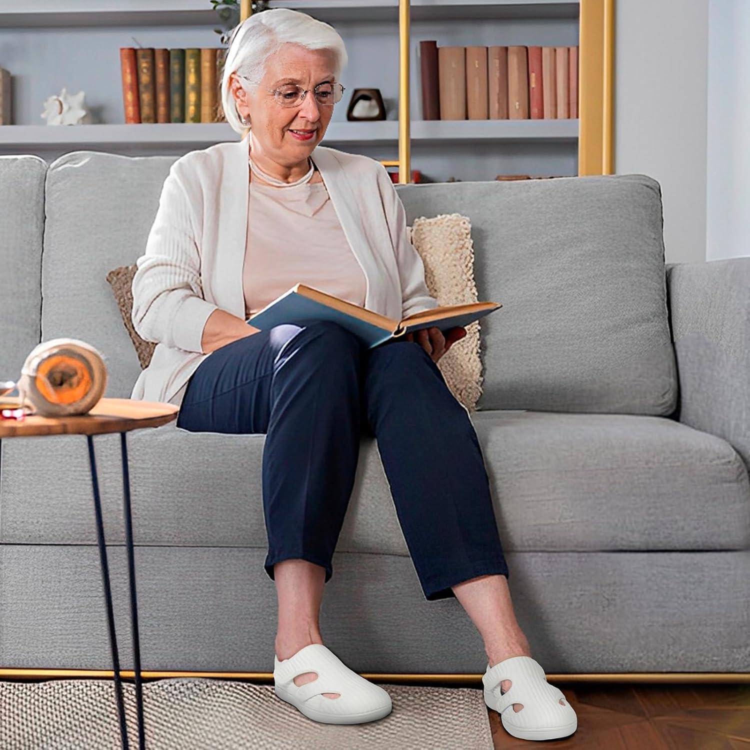 imageLeIsfIt Diabetic Shoes for Women Adjustable Extra Wide Barefoot Walking Shoes for Swollen Arthritis Edema Feet Wide Width Zero Drop SoleWhite