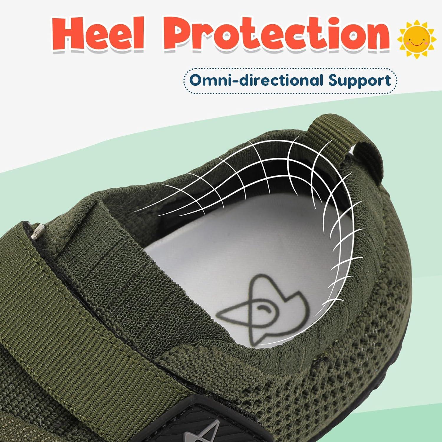 imageLeIsfIt Kids Girls Boys Shoes Wide Barefoot Shoes Kids AntiSlip Sneakers Lightweight Hiking Sneakers for Toddler Little Big KidArmy Green