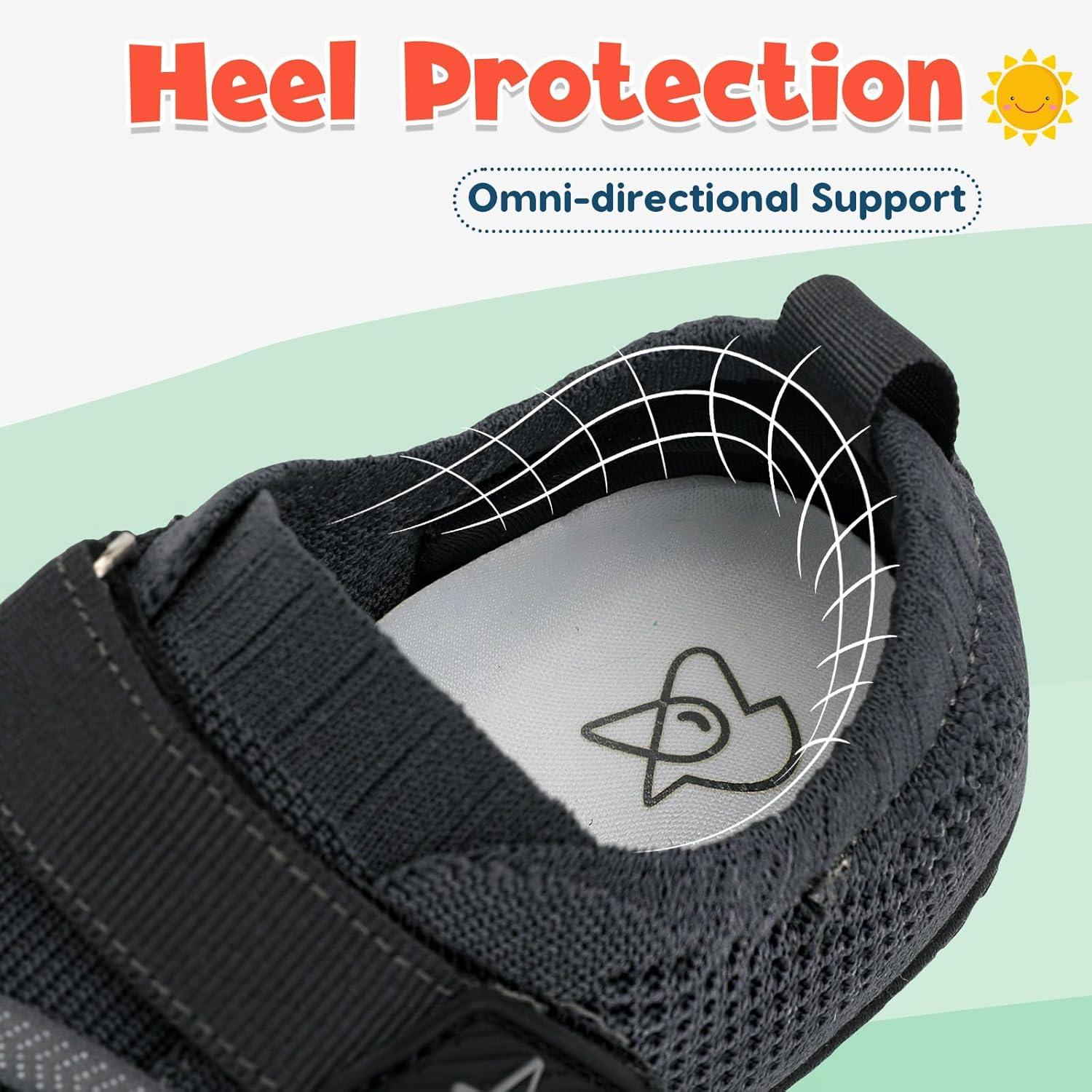 imageLeIsfIt Kids Girls Boys Shoes Wide Barefoot Shoes Kids AntiSlip Sneakers Lightweight Hiking Sneakers for Toddler Little Big KidDark Grey