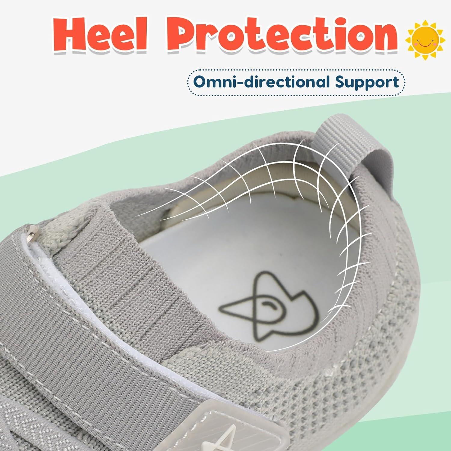 imageLeIsfIt Kids Girls Boys Shoes Wide Barefoot Shoes Kids AntiSlip Sneakers Lightweight Hiking Sneakers for Toddler Little Big KidLight Grey