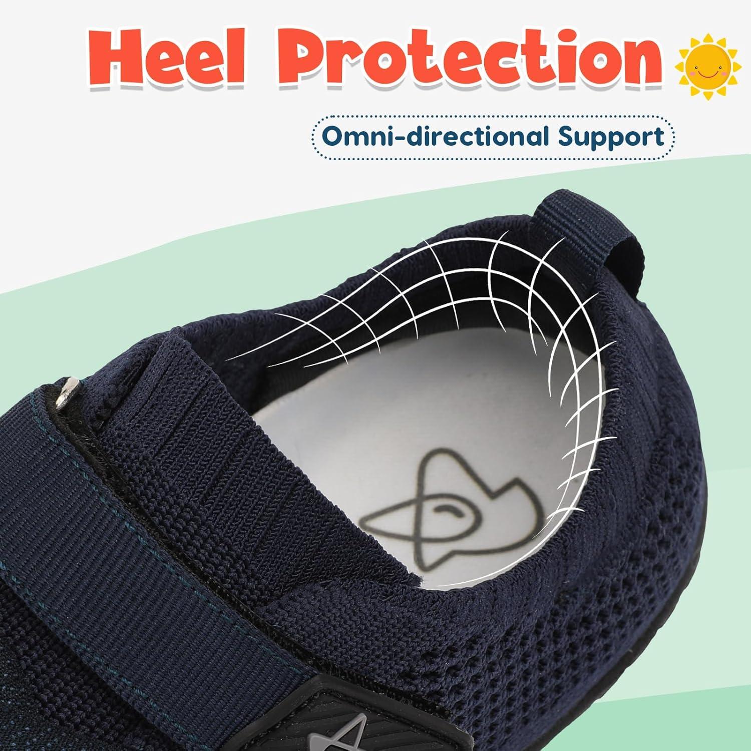 imageLeIsfIt Kids Girls Boys Shoes Wide Barefoot Shoes Kids AntiSlip Sneakers Lightweight Hiking Sneakers for Toddler Little Big KidNavy