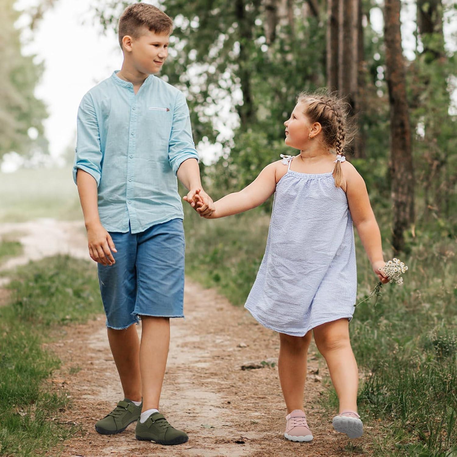 imageLeIsfIt Kids Girls Boys Shoes Wide Barefoot Shoes Kids AntiSlip Sneakers Lightweight Hiking Sneakers for Toddler Little Big KidNavy