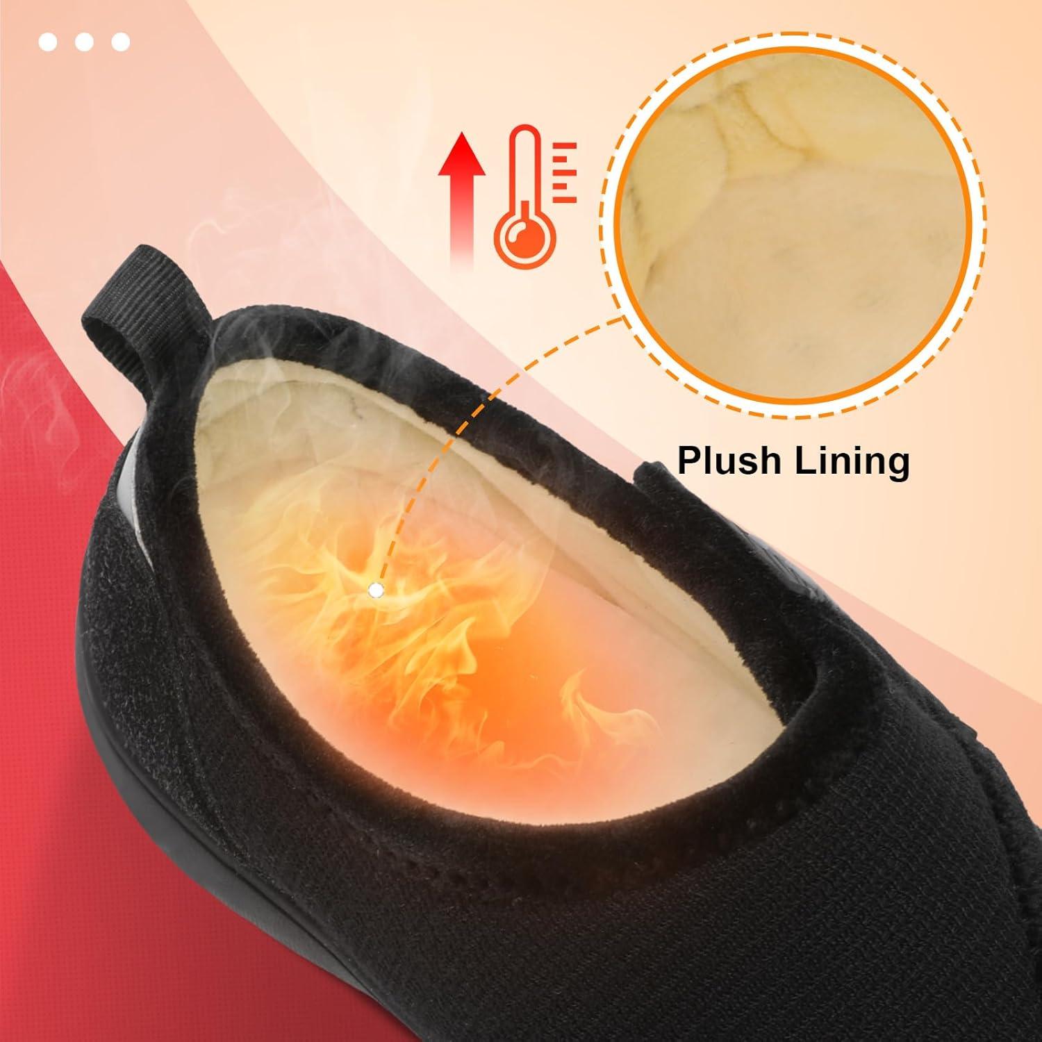 imageLeIsfIt Mens Slippers Wide House Shoes Adjustable Diabetic Shoes Nonslip Arthritis Swollen House Slippers Indoor Outdoor Slipper ShoeAll Black