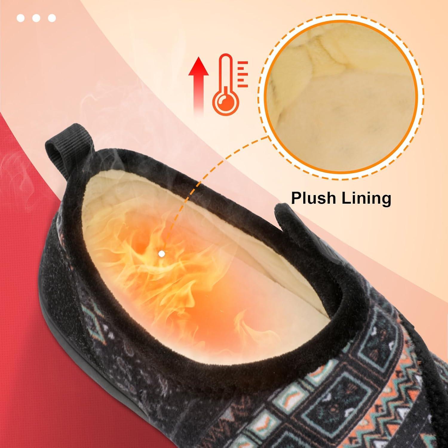 imageLeIsfIt Mens Slippers Wide House Shoes Adjustable Diabetic Shoes Nonslip Arthritis Swollen House Slippers Indoor Outdoor Slipper ShoeBohemia