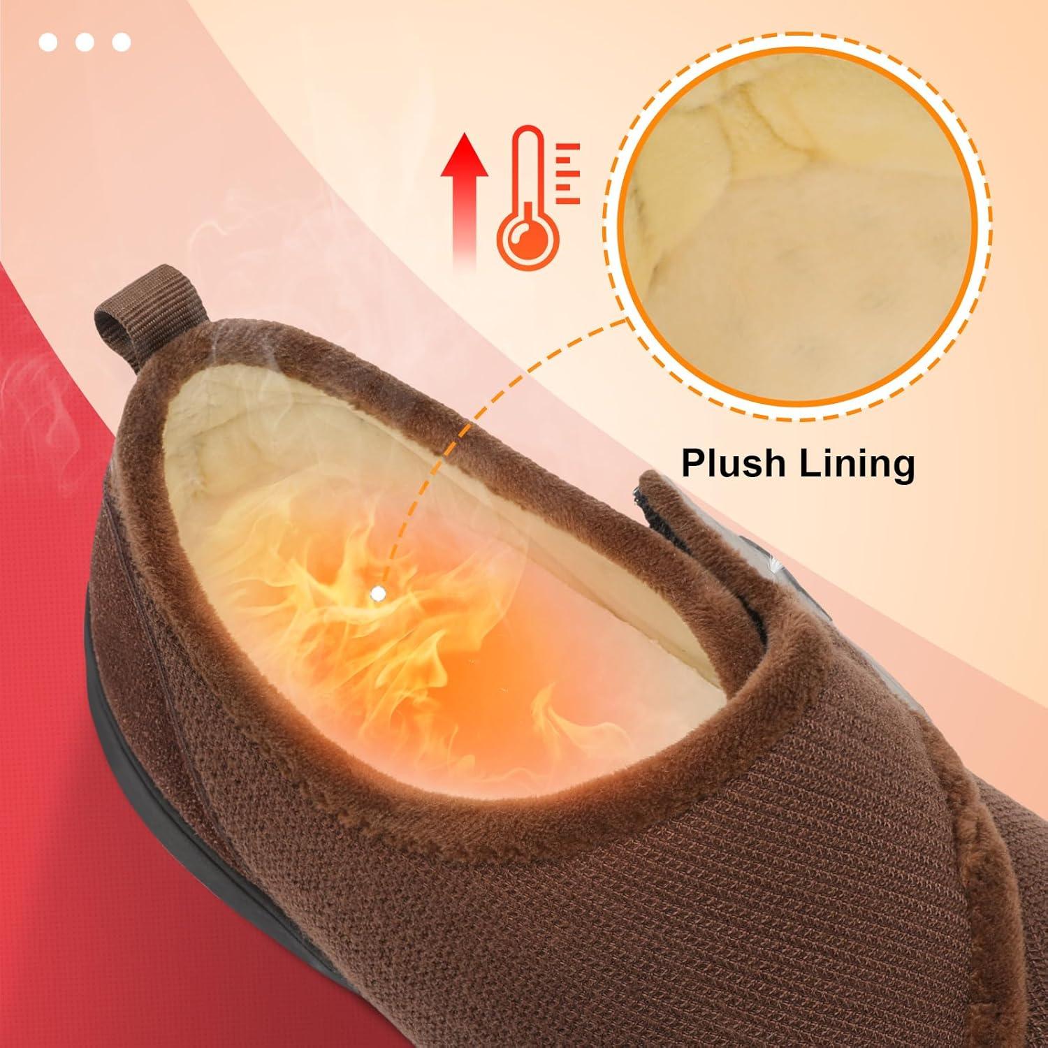 imageLeIsfIt Mens Slippers Wide House Shoes Adjustable Diabetic Shoes Nonslip Arthritis Swollen House Slippers Indoor Outdoor Slipper ShoeChocolate