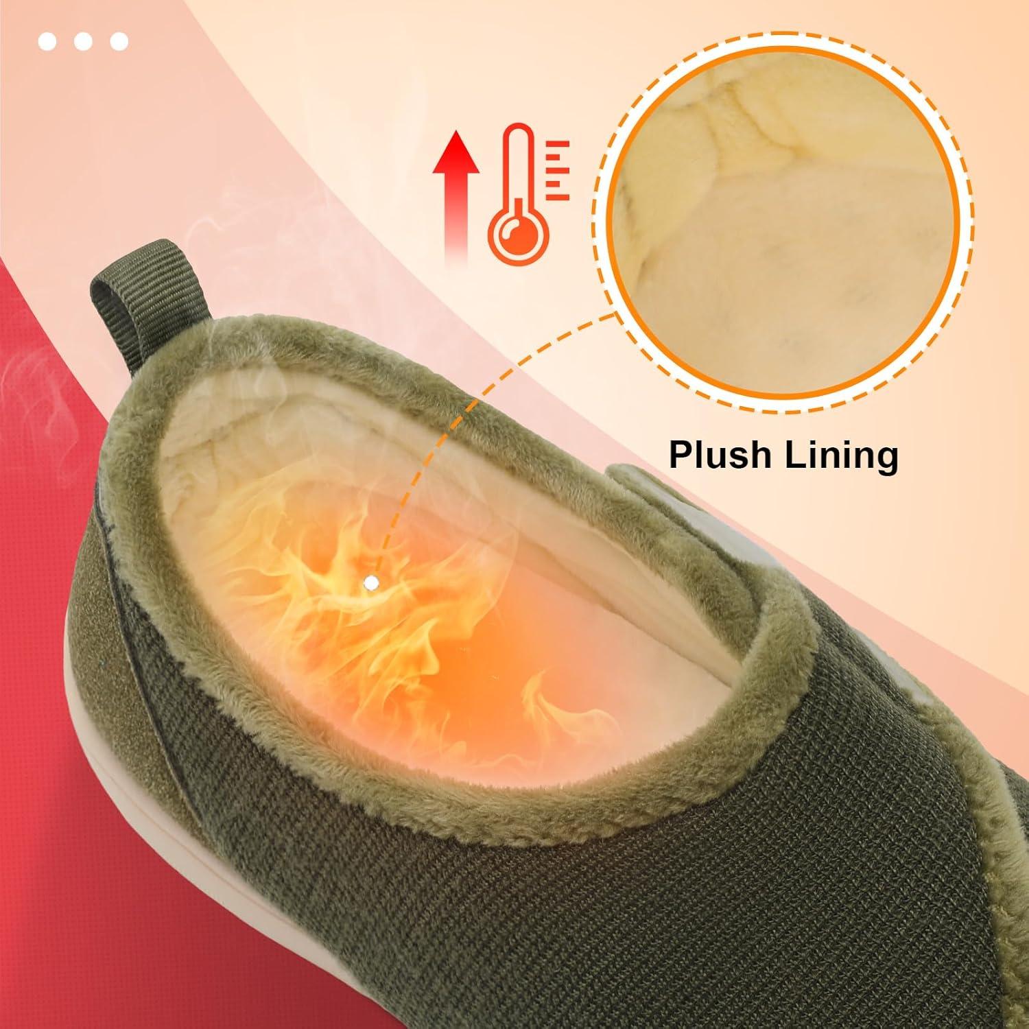 imageLeIsfIt Mens Slippers Wide House Shoes Adjustable Diabetic Shoes Nonslip Arthritis Swollen House Slippers Indoor Outdoor Slipper ShoeDark Green