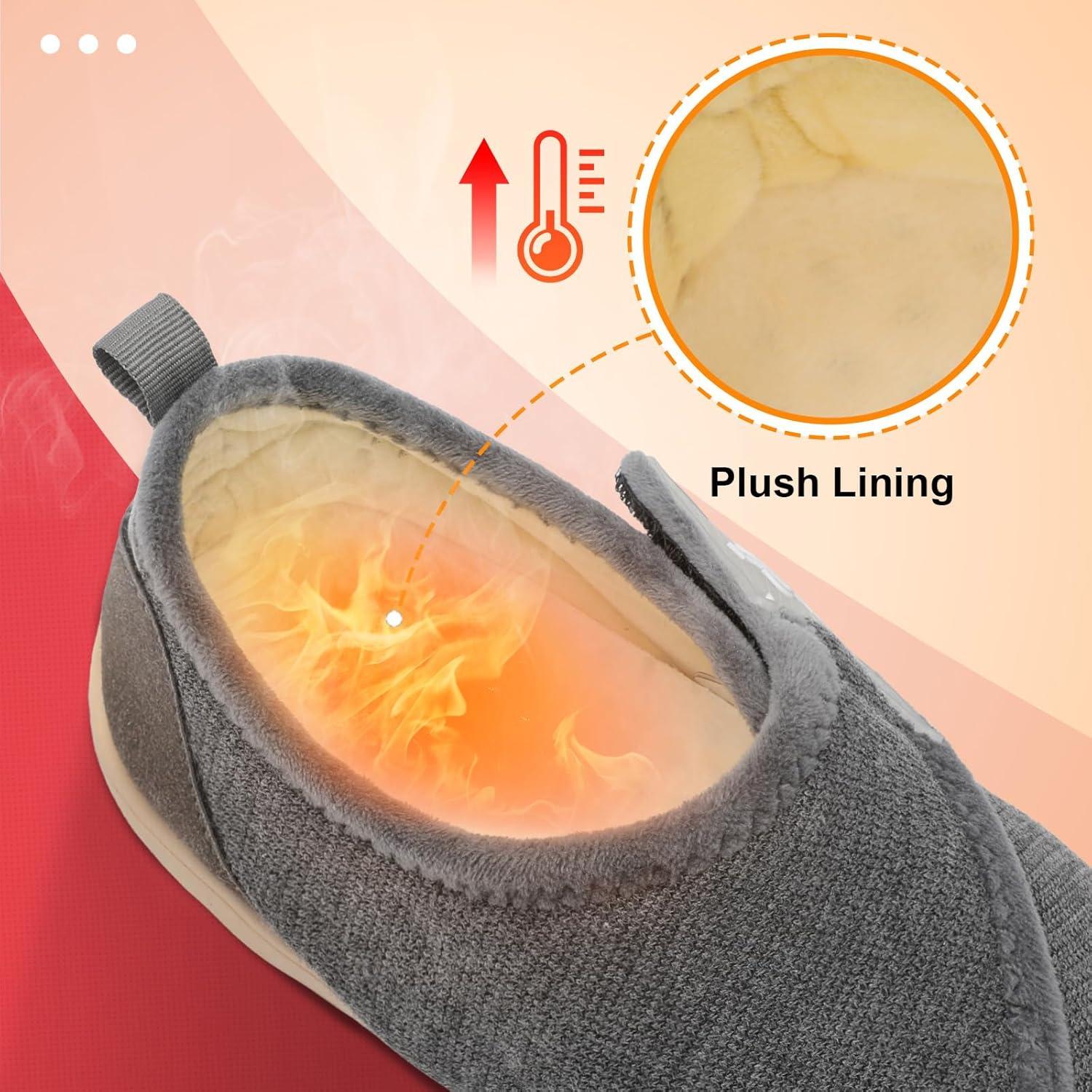 imageLeIsfIt Mens Slippers Wide House Shoes Adjustable Diabetic Shoes Nonslip Arthritis Swollen House Slippers Indoor Outdoor Slipper ShoeDark Grey