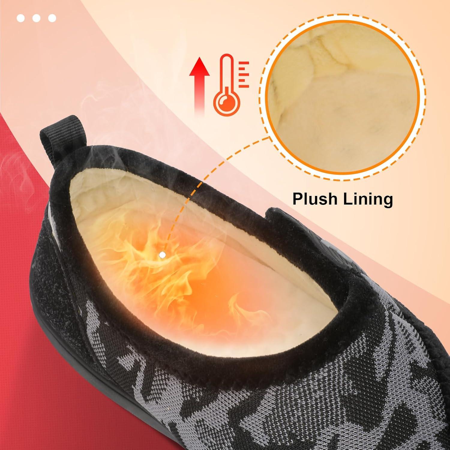 imageLeIsfIt Mens Slippers Wide House Shoes Adjustable Diabetic Shoes Nonslip Arthritis Swollen House Slippers Indoor Outdoor Slipper ShoeDblack Pattern