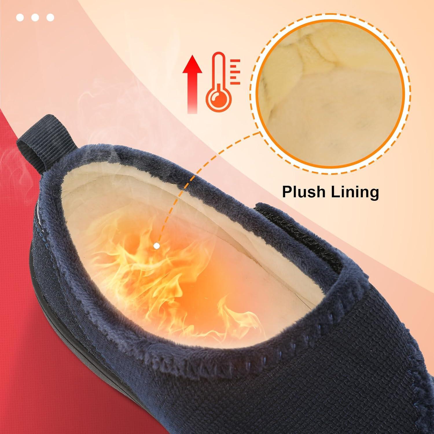 imageLeIsfIt Mens Slippers Wide House Shoes Adjustable Diabetic Shoes Nonslip Arthritis Swollen House Slippers Indoor Outdoor Slipper ShoeNavy