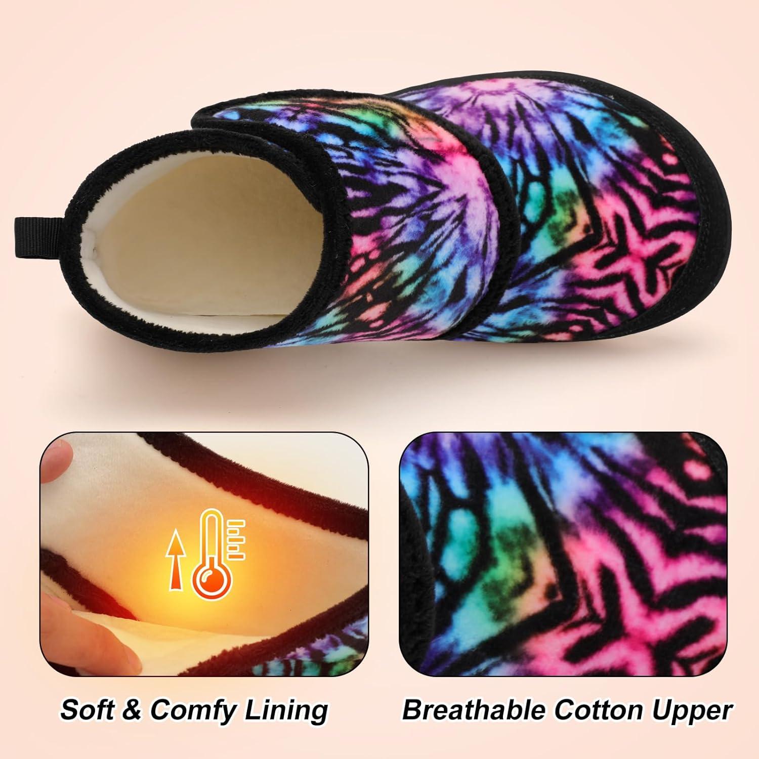 imageLeIsfIt Slipper Boots for Women Wide Warm House Shoes Nonslip Diabetic Winter Shoes Adjustable Bootie Slippers for Indoor ampamp OutdoorColorful