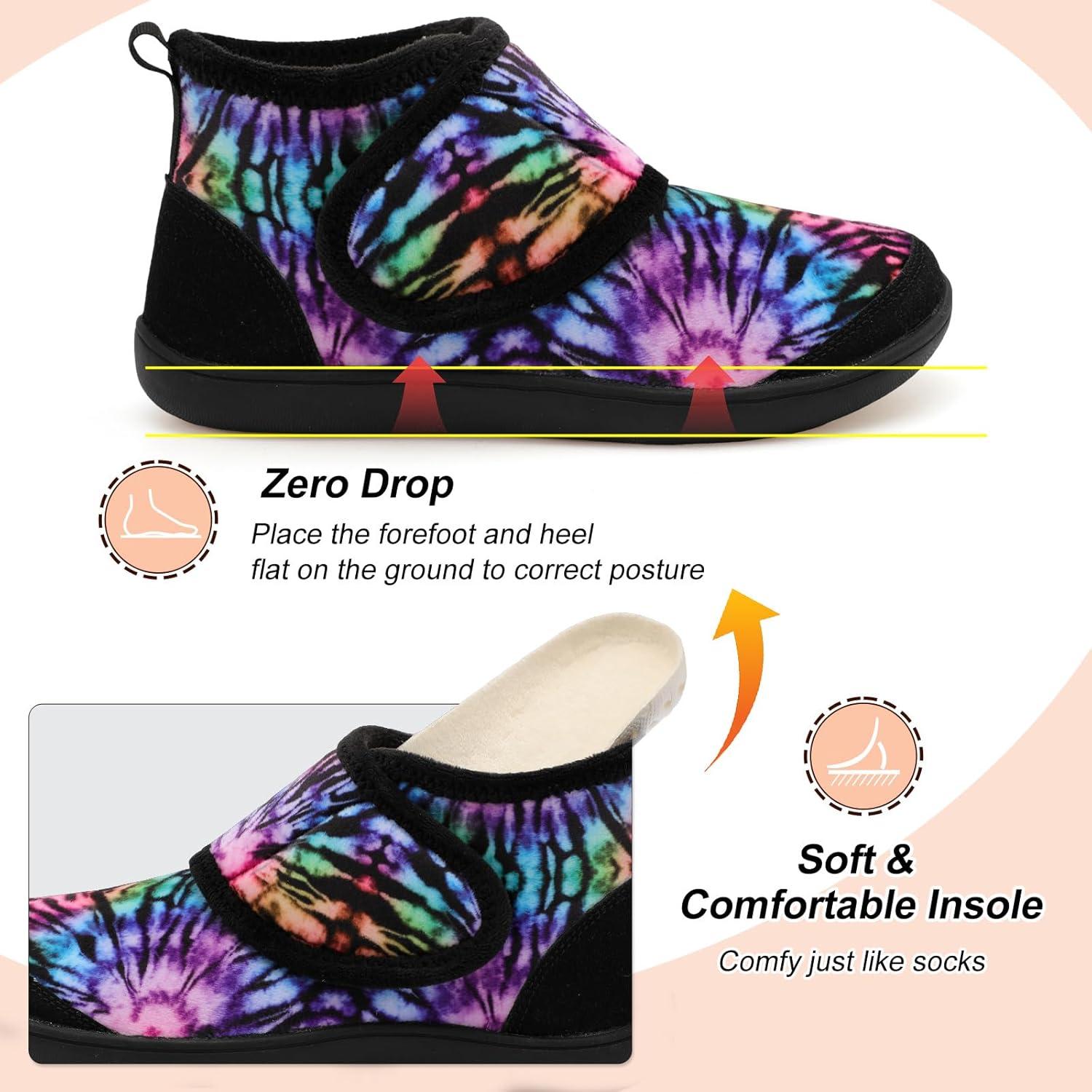 imageLeIsfIt Slipper Boots for Women Wide Warm House Shoes Nonslip Diabetic Winter Shoes Adjustable Bootie Slippers for Indoor ampamp OutdoorColorful