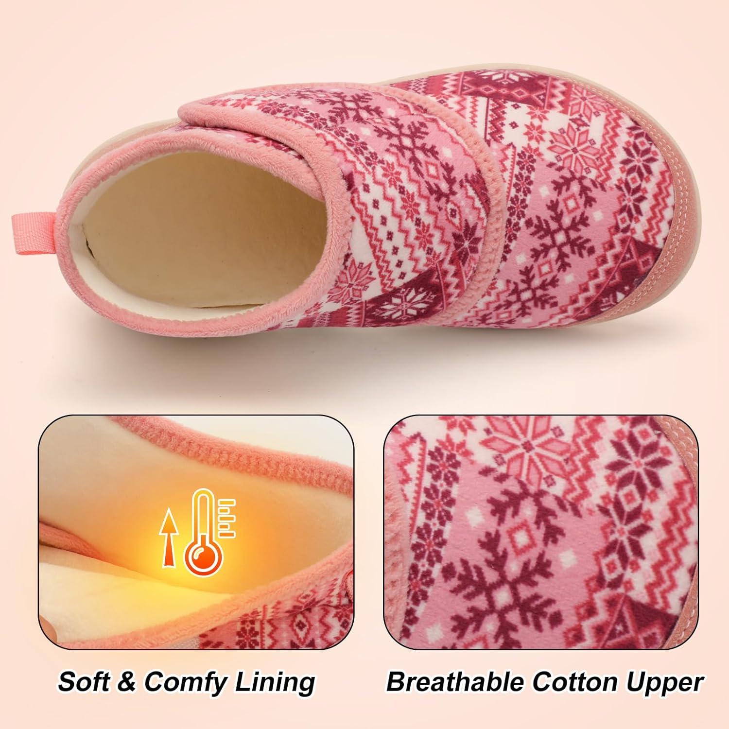 imageLeIsfIt Slipper Boots for Women Wide Warm House Shoes Nonslip Diabetic Winter Shoes Adjustable Bootie Slippers for Indoor ampamp OutdoorPinkbohemian
