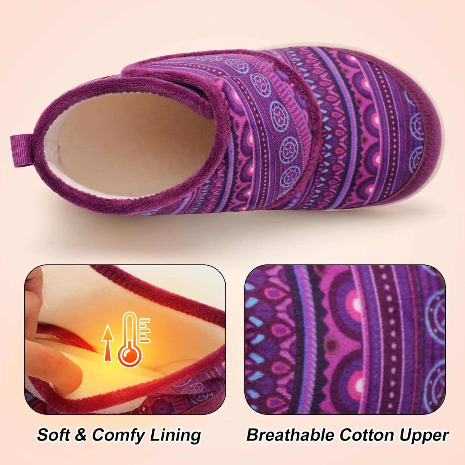imageLeIsfIt Slipper Boots for Women Wide Warm House Shoes Nonslip Diabetic Winter Shoes Adjustable Bootie Slippers for Indoor ampamp OutdoorPurple