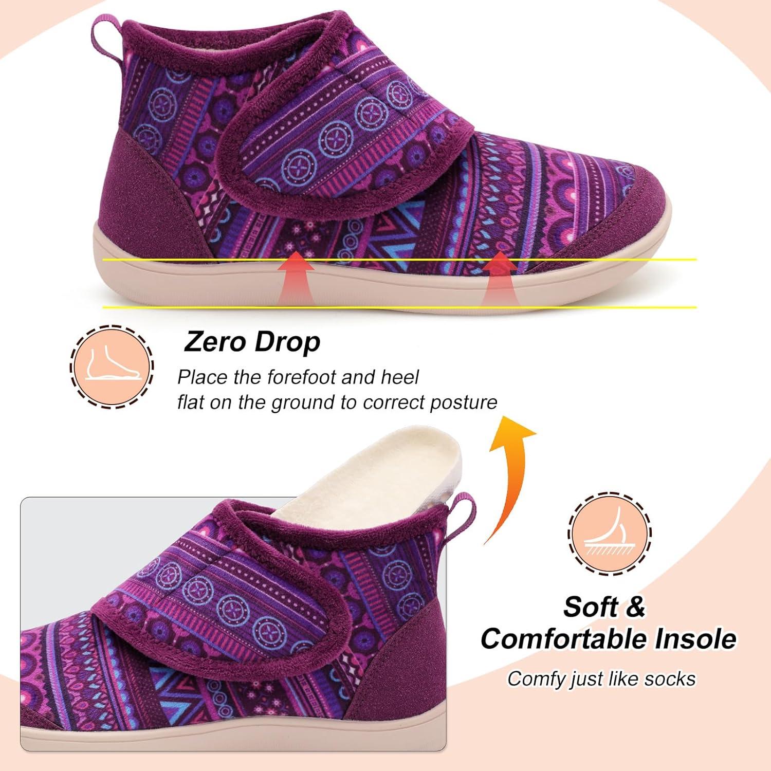 imageLeIsfIt Slipper Boots for Women Wide Warm House Shoes Nonslip Diabetic Winter Shoes Adjustable Bootie Slippers for Indoor ampamp OutdoorPurple