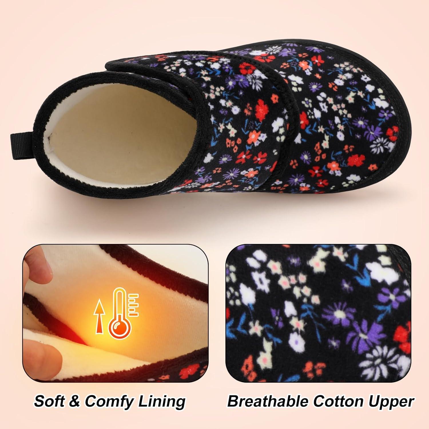 imageLeIsfIt Slipper Boots for Women Wide Warm House Shoes Nonslip Diabetic Winter Shoes Adjustable Bootie Slippers for Indoor ampamp OutdoorRedflower