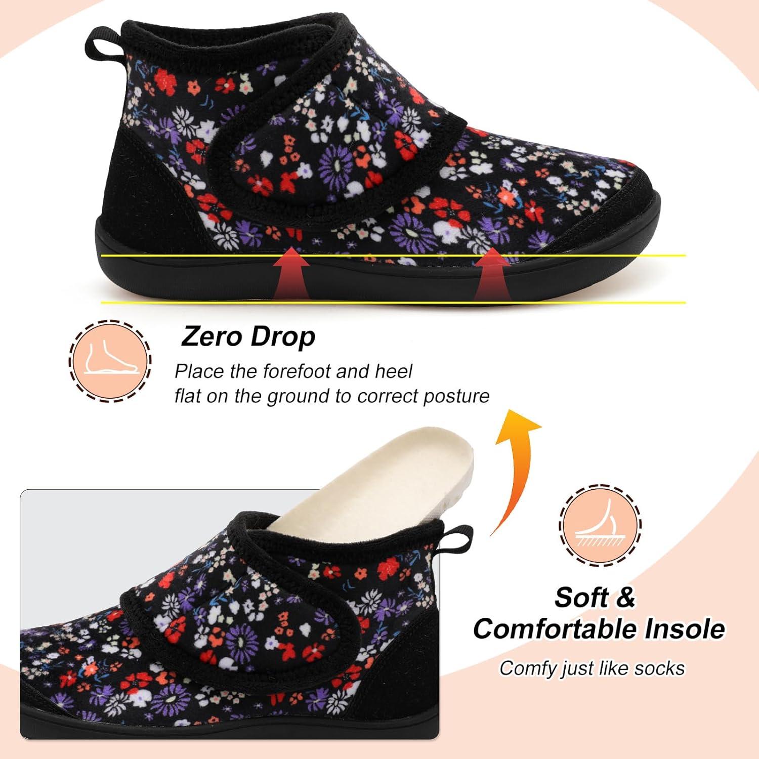 imageLeIsfIt Slipper Boots for Women Wide Warm House Shoes Nonslip Diabetic Winter Shoes Adjustable Bootie Slippers for Indoor ampamp OutdoorRedflower