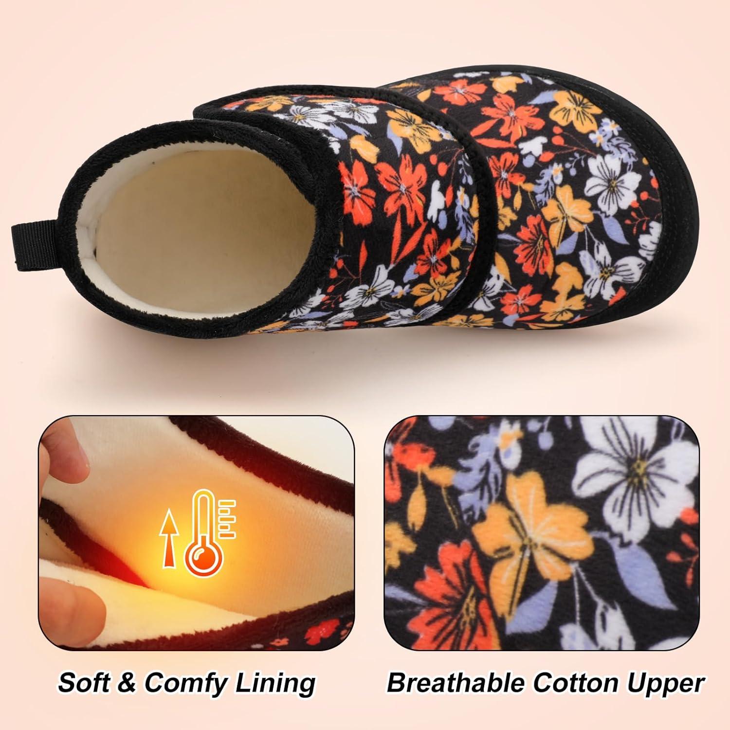 imageLeIsfIt Slipper Boots for Women Wide Warm House Shoes Nonslip Diabetic Winter Shoes Adjustable Bootie Slippers for Indoor ampamp OutdoorYellowflower