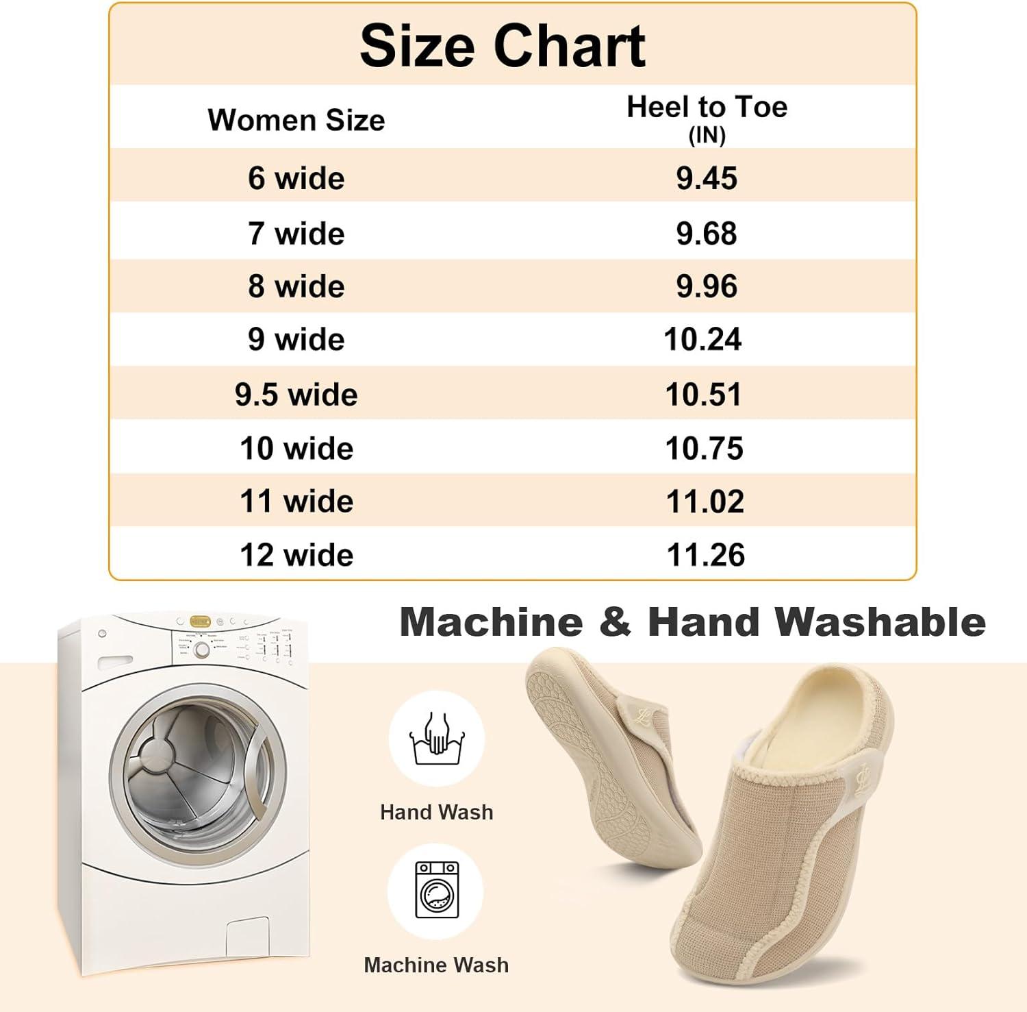 imageLeIsfIt Slippers for Women Extra Wide House Slippers Elderly Slip on House Shoes NonSlip Indoor Outdoor Slipper Adjustable for Diabetic Swollen FeetBeige