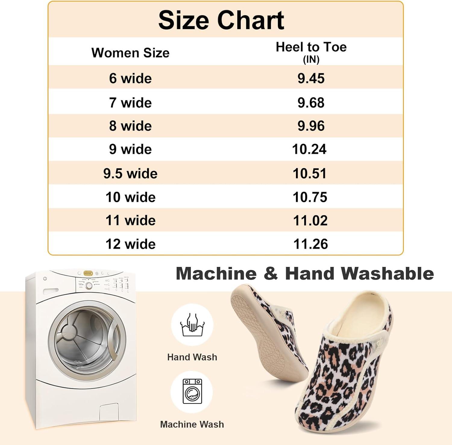 imageLeIsfIt Slippers for Women Extra Wide House Slippers Elderly Slip on House Shoes NonSlip Indoor Outdoor Slipper Adjustable for Diabetic Swollen FeetLeopard