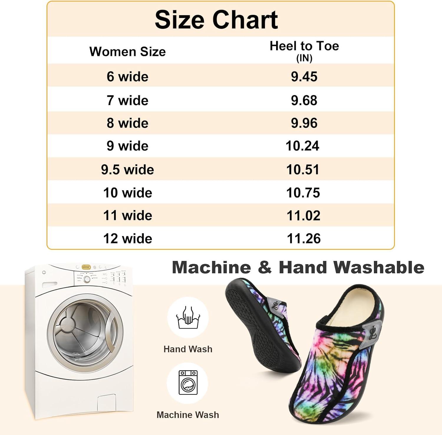 imageLeIsfIt Slippers for Women Extra Wide House Slippers Elderly Slip on House Shoes NonSlip Indoor Outdoor Slipper Adjustable for Diabetic Swollen FeetMulti