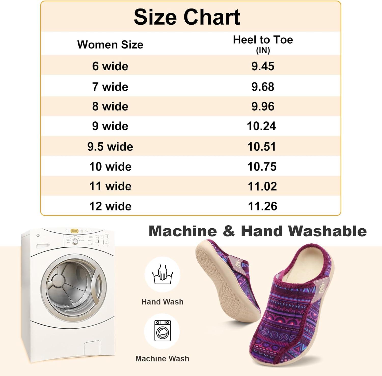 imageLeIsfIt Slippers for Women Extra Wide House Slippers Elderly Slip on House Shoes NonSlip Indoor Outdoor Slipper Adjustable for Diabetic Swollen FeetPurple