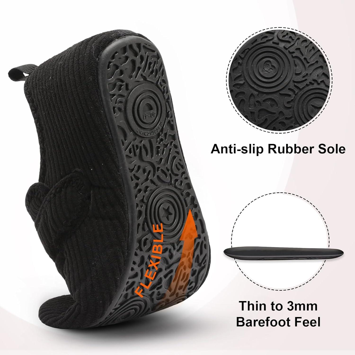 imageLeIsfIt Slippers for Women Men Soft House Slippers Wide Barefoot House Shoes Nonslip Slip on Slipper Shoes Comfy Adjustable for Home Bedroom Travel YogaBlack