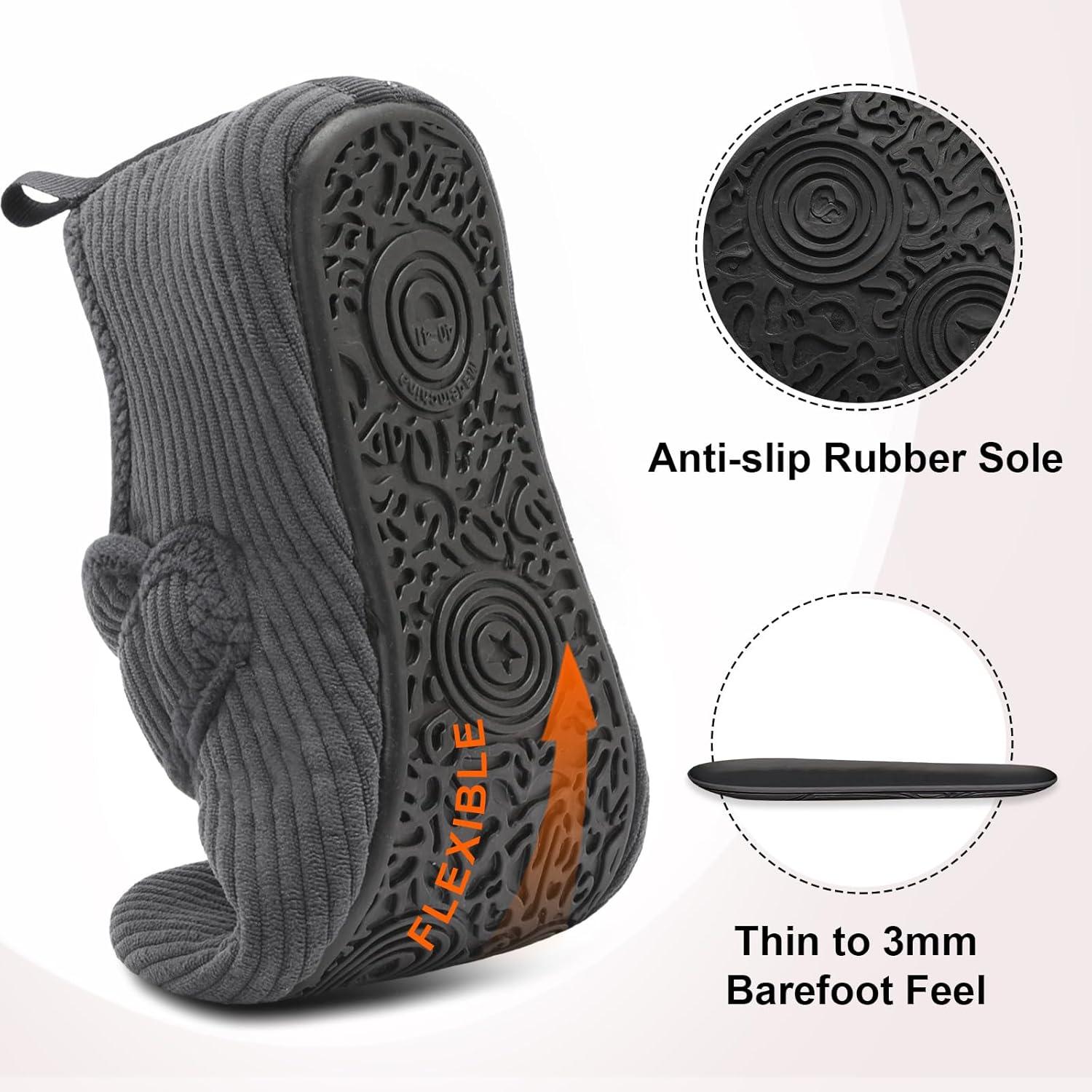 imageLeIsfIt Slippers for Women Men Soft House Slippers Wide Barefoot House Shoes Nonslip Slip on Slipper Shoes Comfy Adjustable for Home Bedroom Travel YogaDarkgrey