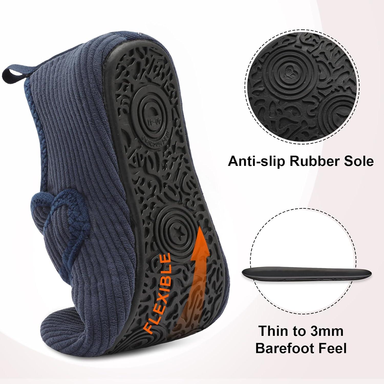 imageLeIsfIt Slippers for Women Men Soft House Slippers Wide Barefoot House Shoes Nonslip Slip on Slipper Shoes Comfy Adjustable for Home Bedroom Travel YogaNavy