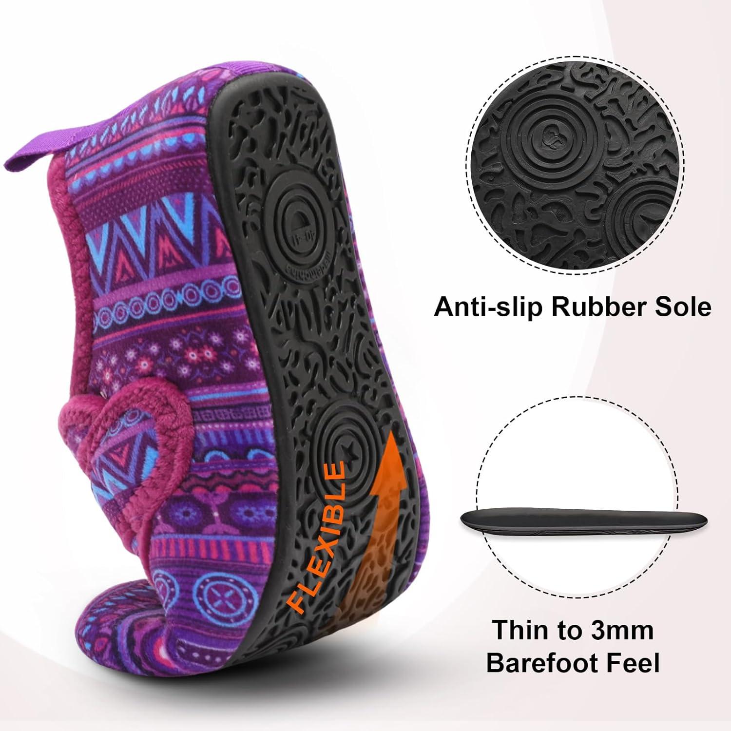 imageLeIsfIt Slippers for Women Men Soft House Slippers Wide Barefoot House Shoes Nonslip Slip on Slipper Shoes Comfy Adjustable for Home Bedroom Travel YogaPurplebohemia