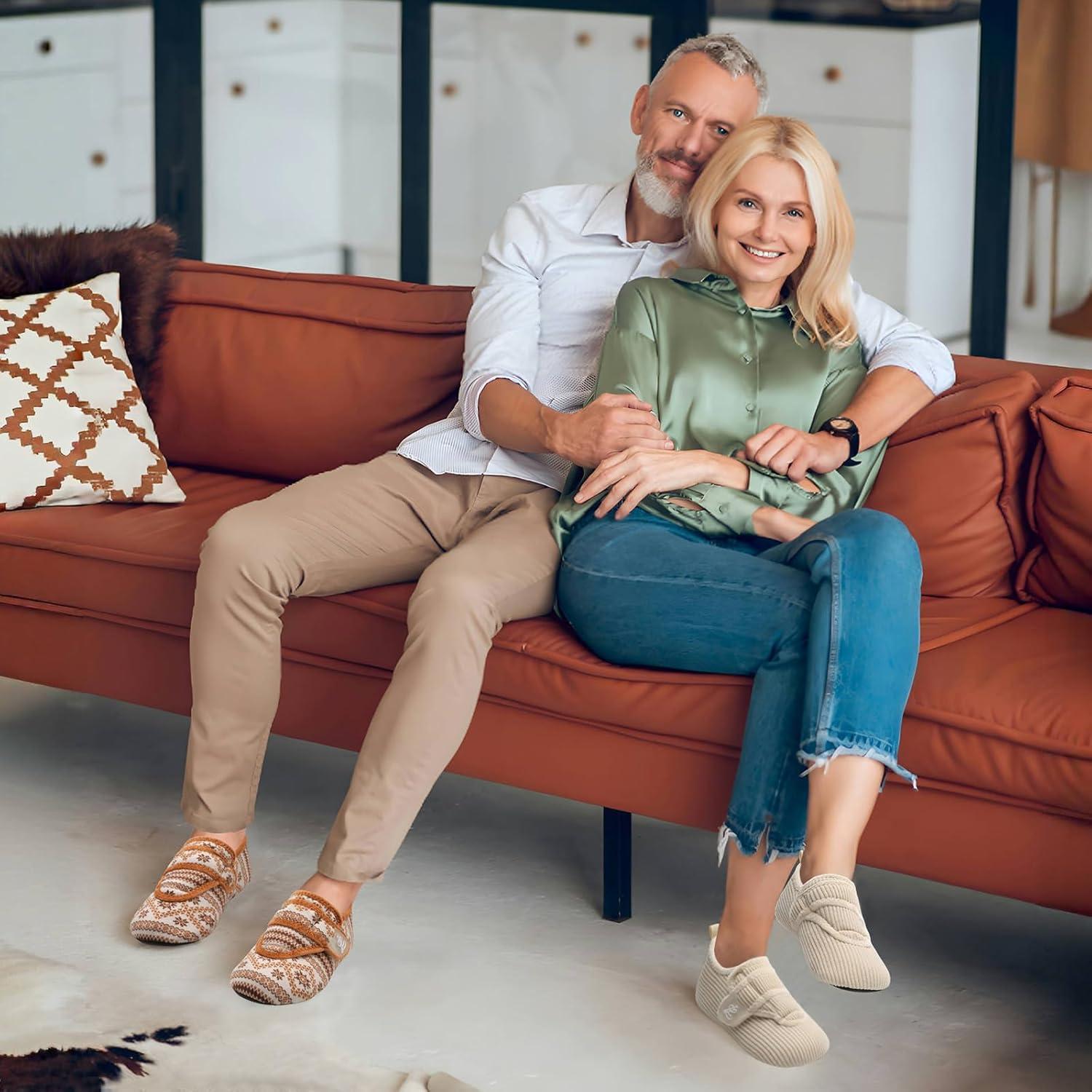 imageLeIsfIt Slippers for Women Men Soft House Slippers Wide Barefoot House Shoes Nonslip Slip on Slipper Shoes Comfy Adjustable for Home Bedroom Travel YogaDarkgrey