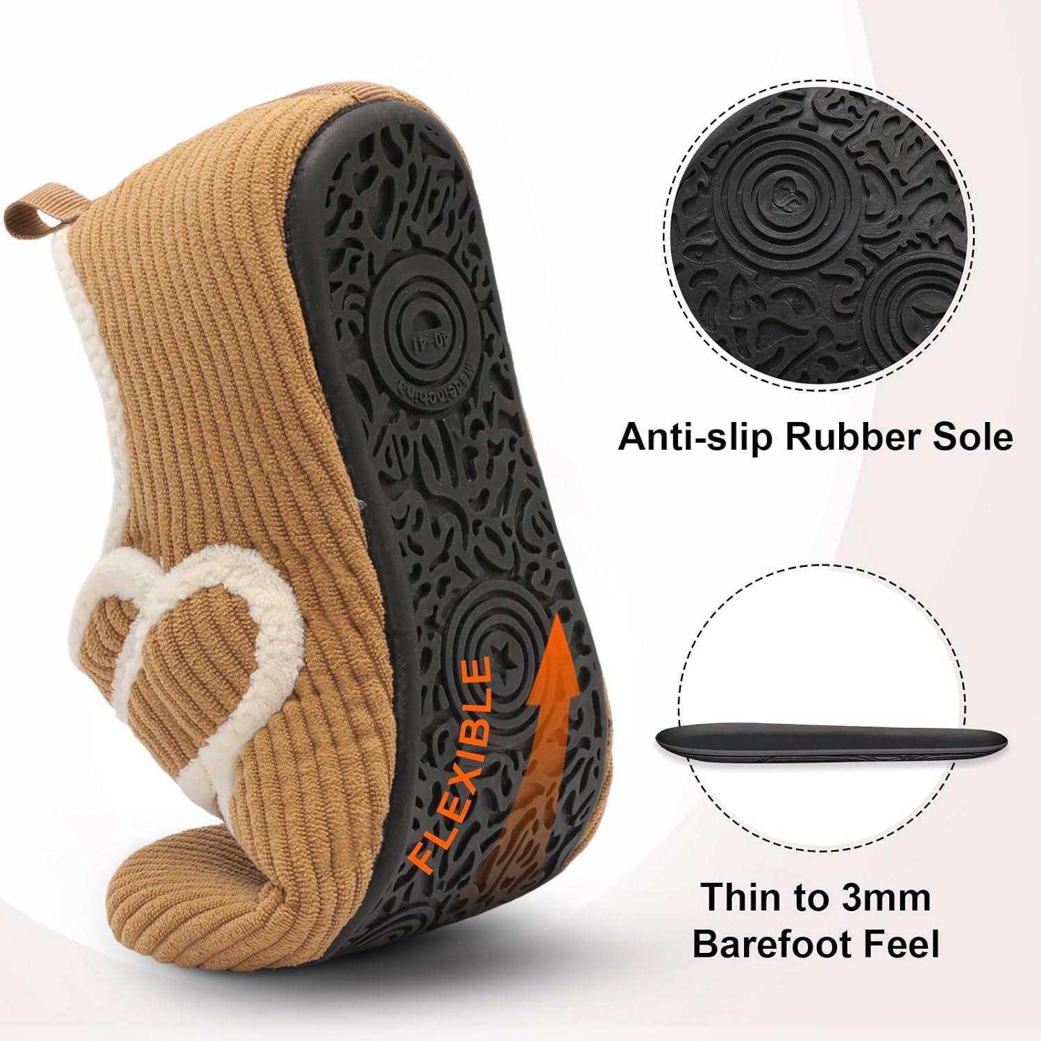 imageLeIsfIt Slippers for Women Men Soft House Slippers Wide Barefoot House Shoes Nonslip Slip on Slipper Shoes Comfy Adjustable for Home Bedroom Travel YogaBrown