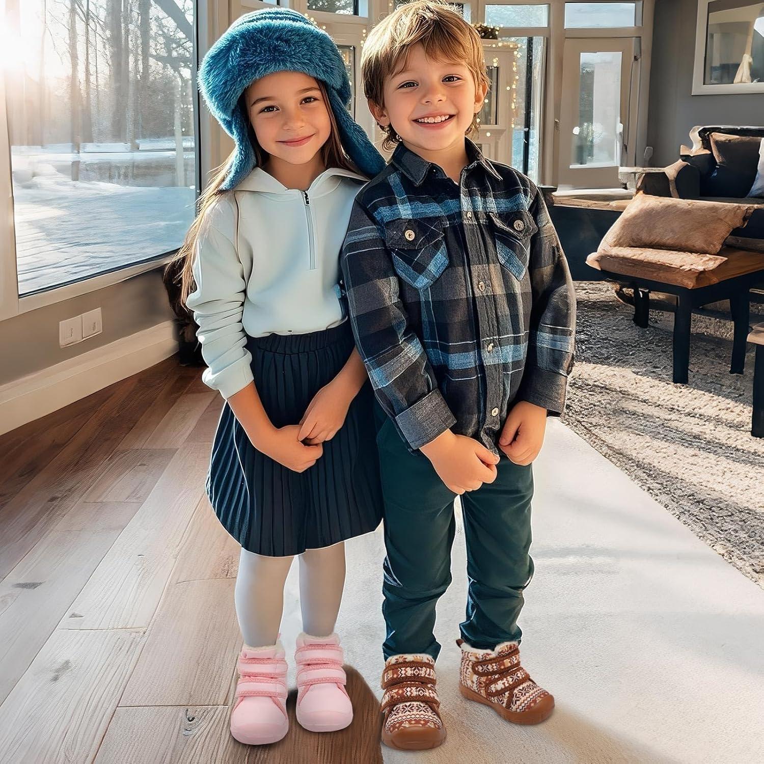 imageLeIsfIt Toddler Boots Girls Boys Warm Winter Boots Cozy Plush Lining Winter Shoes Indoor Outdoor Faux Fur BootiesBluedinosaur