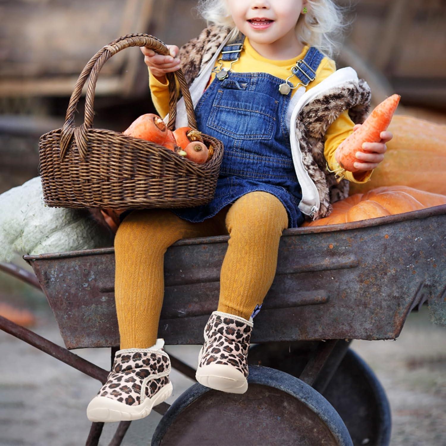 imageLeIsfIt Toddler Boots Girls Boys Wide Winter Boots Cozy Fleece Winter Shoes Indoor Outdoor Warm ShoesBleopard