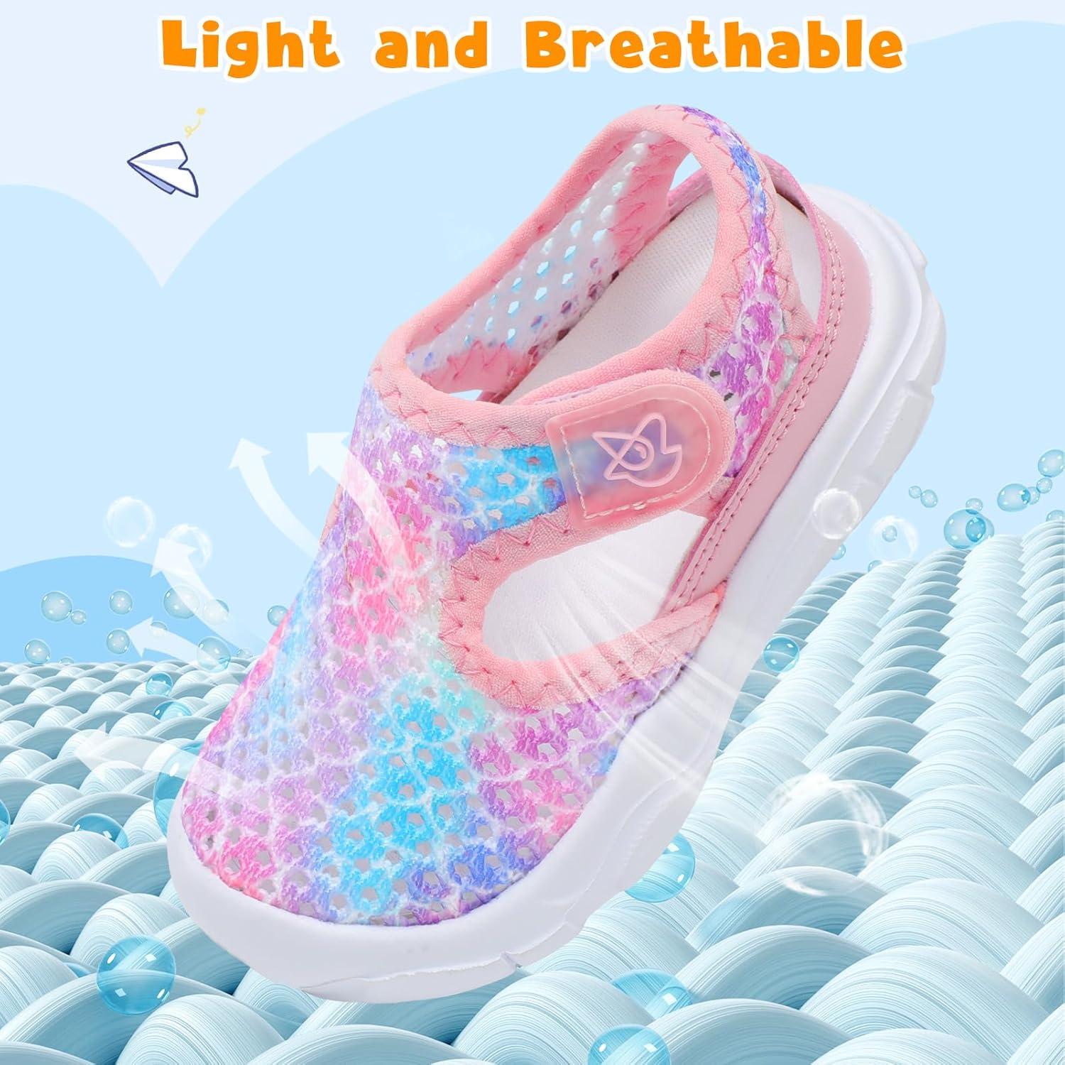 imageLeIsfIt Toddler Sandals Boys Girls Wide Sandals Kids Water Sandal Shoes Lightweight Barefoot Summer Shoes for Beach SwimPinkscale