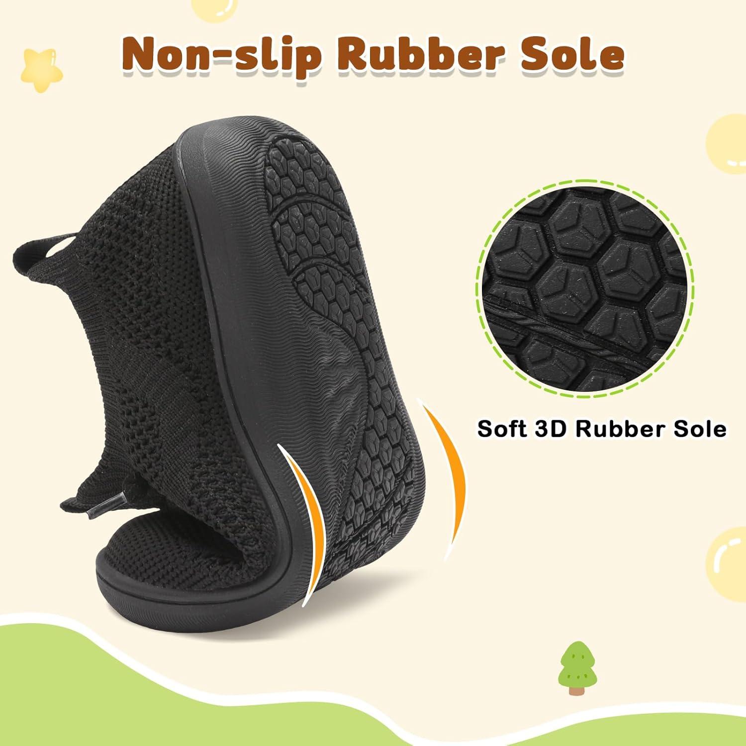 imageLeIsfIt Toddler Shoes Boys Girls Wide Slip on Shoes Kids Barefoot Sneakers Breathable Tennis Shoe NonSlip Zero Drop Minimalist SneakersAllblack