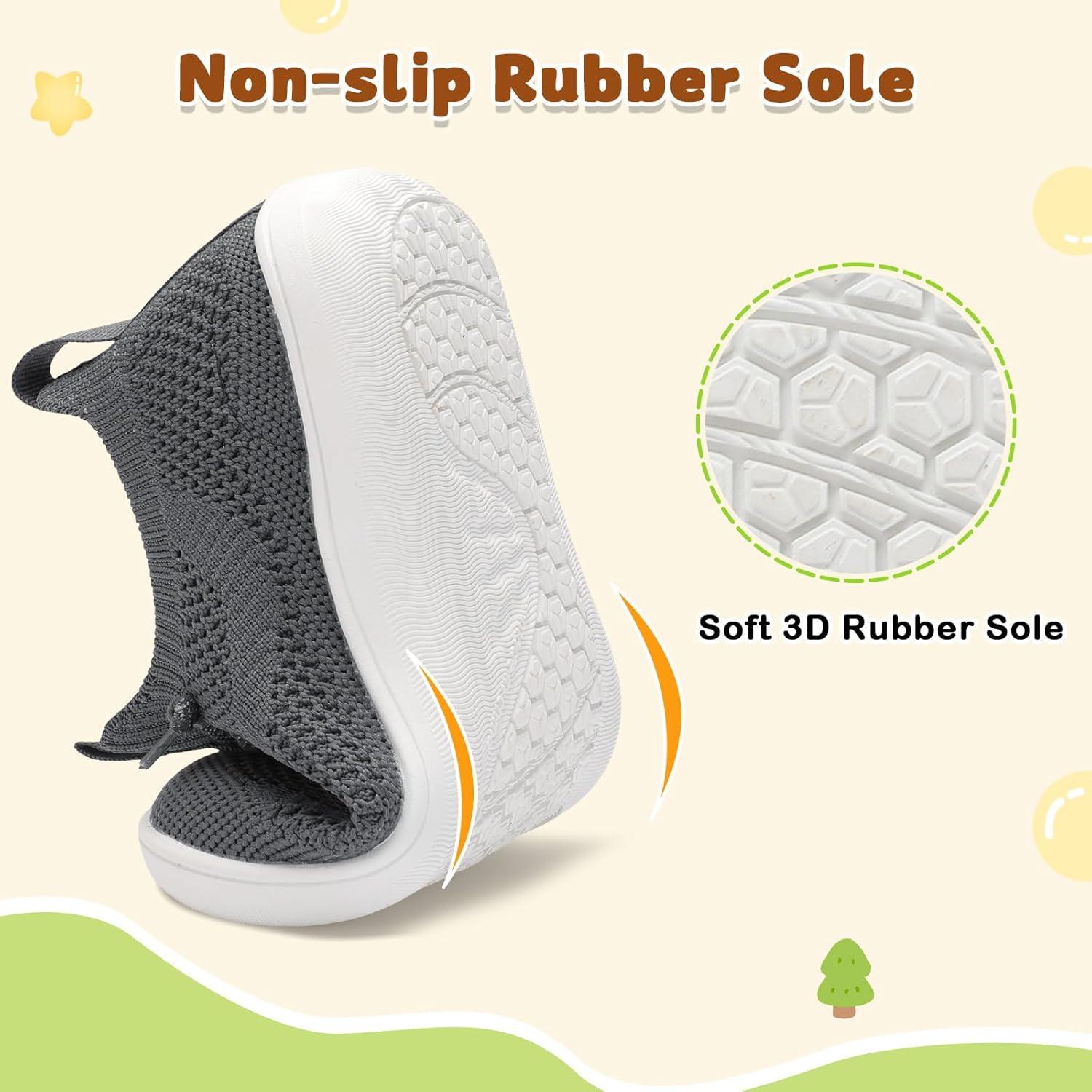 imageLeIsfIt Toddler Shoes Boys Girls Wide Slip on Shoes Kids Barefoot Sneakers Breathable Tennis Shoe NonSlip Zero Drop Minimalist SneakersDarkgrey