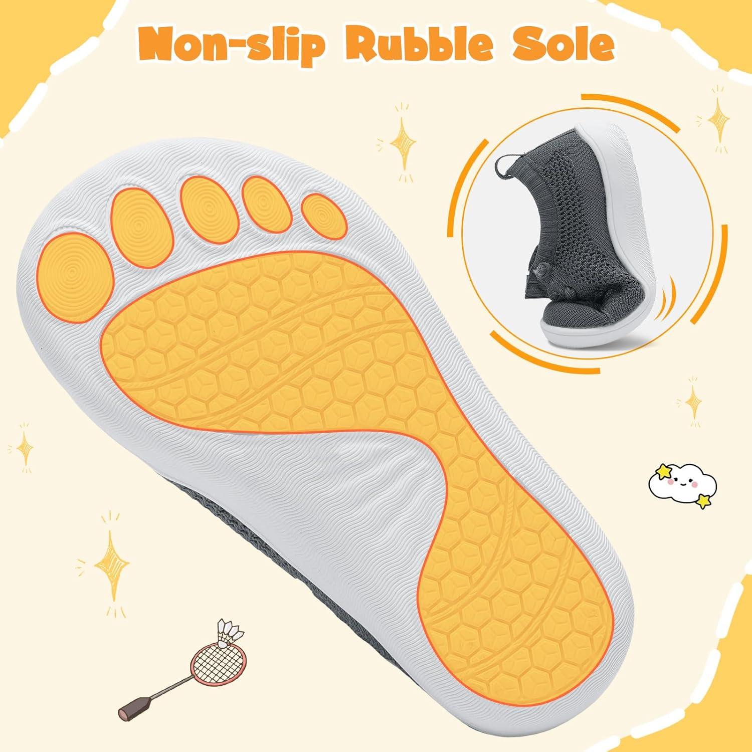 imageLeIsfIt Toddler Shoes Girls Boys Wide Shoes Kids Zero Drop Minimalist Sneakers Barefoot Slip on Tennis SneakersAdarkgrey