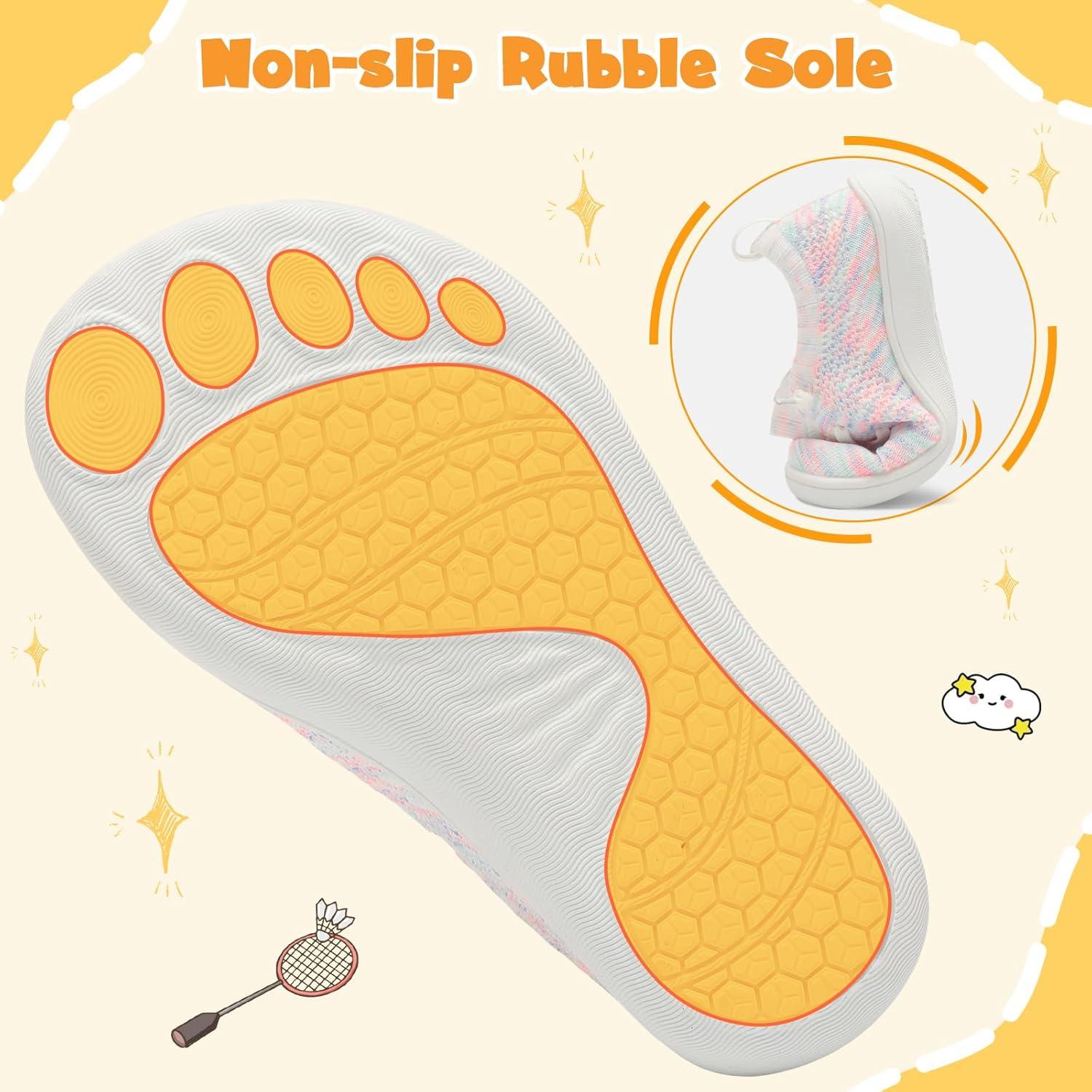 imageLeIsfIt Toddler Shoes Girls Boys Wide Shoes Kids Zero Drop Minimalist Sneakers Barefoot Slip on Tennis SneakersBhswhit