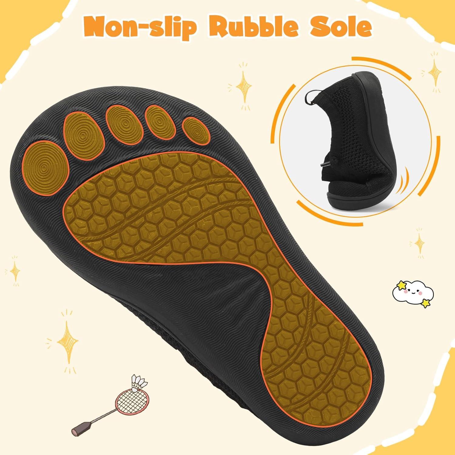 imageLeIsfIt Toddler Shoes Girls Boys Wide Shoes Kids Zero Drop Minimalist Sneakers Barefoot Slip on Tennis SneakersBlack